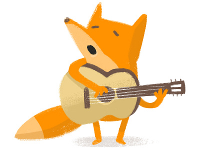 Singing fox animal cartoon doodle fox guitar illustration music musician sketch song