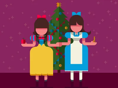 Alice & Snow White aliceinwonderland disney flatdesign geometry illustration minimal patchworkapp simple snowwhite