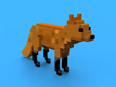 Fox (qubicle) animal c4d cinema4d fox gamedev indiegame pixel qubicle render voxel