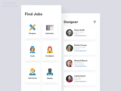 DailyUI Challenge #050 - Job Listing app dailyui design job listing ui ux
