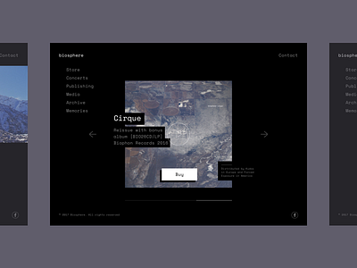 Biosphere Main Sld 2 artist dark minimal music ui web design