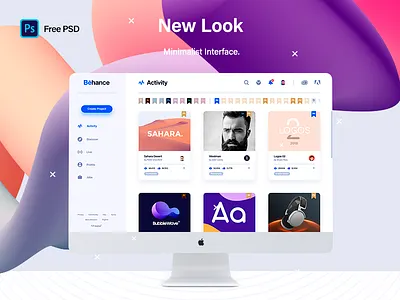 Behance App Redesign UI/UX - Free PSD app behance free graphic design psd ui uiux user interface