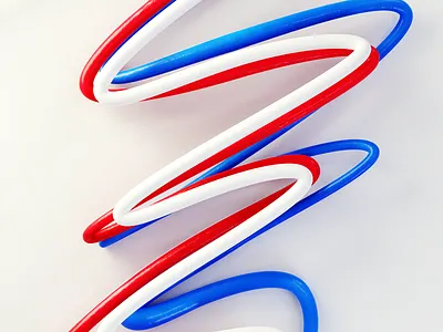 36 days of type - 3 36 days of type 36daysoftype 3d blue curly curve red string sun three typography white