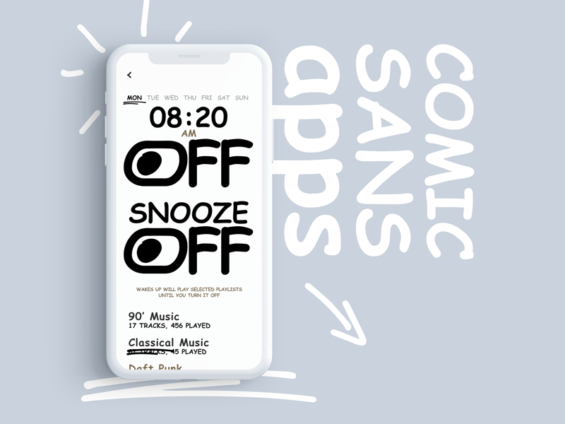 Comic Sans Alarm Clock app alarm app application clock comic comic sans ios iphone