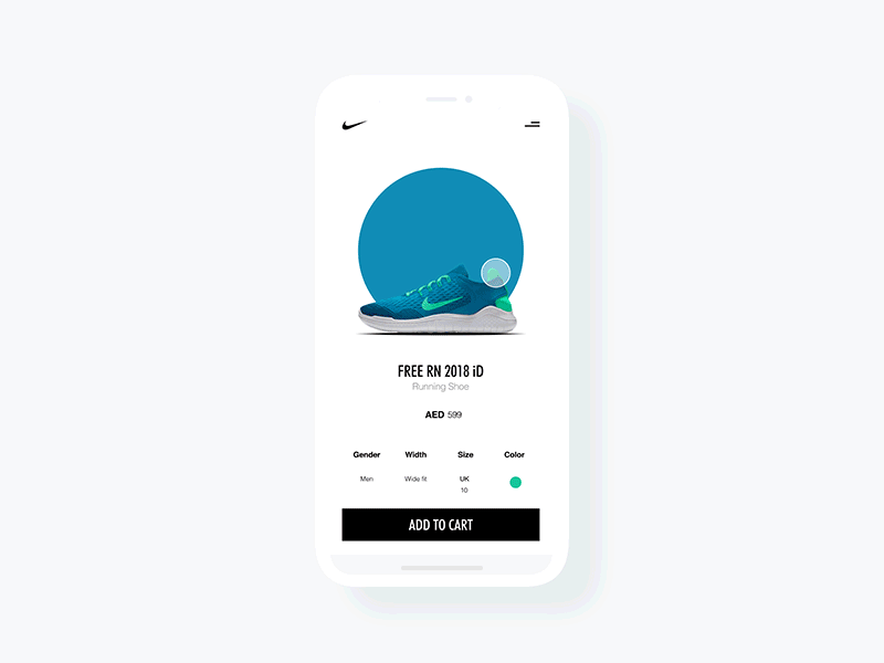 Nike Running Shoe gif mob app mobile app nike sport ui ui ux
