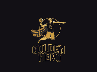 Golden Hero basketball bball flight flying golden hero mascot playing superhero team