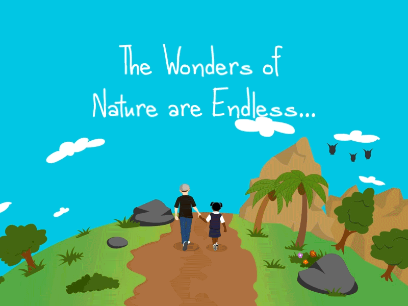Rolling Nature 2d animation earth globe kids loop animation nature walk cycle