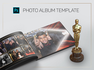 Photo Album Template adobe photoshop design layout oscars photo album photo edit template