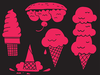 Icey 3 scopes drawing foodie ice cream soft serve splat yum