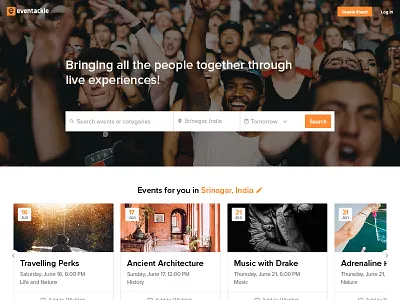 Eventackle Website Design branding events landing page people social ui ux web web design