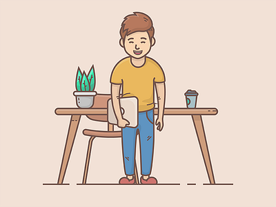 At Work character guy icon illustration macbook office ui vector work