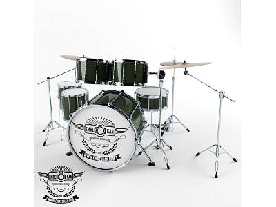 Drums 3d cg draw drums music render