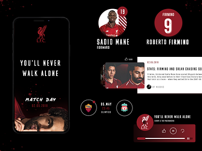 Sport App UI Elements app football app interface elements liverpool mo salah mobile app music player ui news sport statistic ui ux