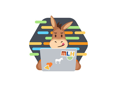Hacker Herman character code design dev face hacker laptop light mule notebook