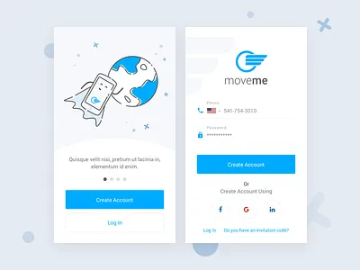 moveme - Login Screen app client login login screen sign in sign up