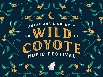 🌼🌱 Wild Coyote Filigree americana coyote filigree floral folk illustration music festival