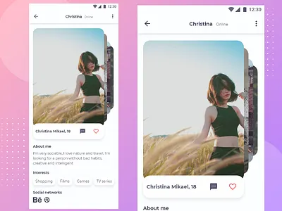 Profile of the dating application - Day 000 UX/UI app application dating design dribbble hello dribbble invite profile ui ui design ux ux design