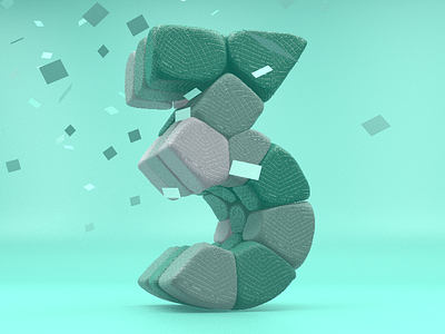 Number 3 (Tres) 36days 3 36daysoftype 3d c4d confetti render three