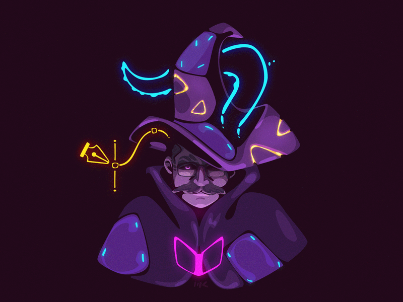 Workaholic Wizard animation character designer dribbble mind motion playoff traditional vector wix wizard