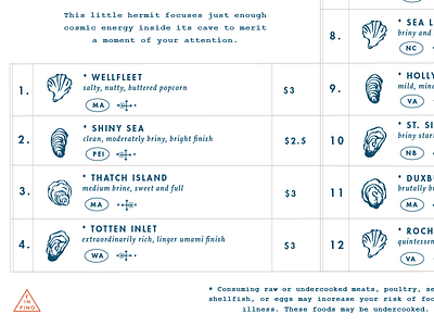 F/F Raw Bar Menu branding icon icon design lockup monogram monogram design restaurant branding subbrand submark typography