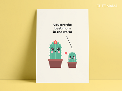 Cute Mama - Cactus cactus cute flat greeting card mom mother mothers day vector