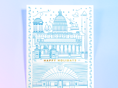 GWU 2017 Holiday Card dc illustration metro. landmarks