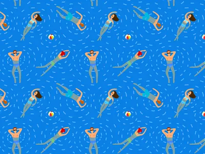 Pool pattern flat illustration pattern people pool sea seamless swimming vacation vector water