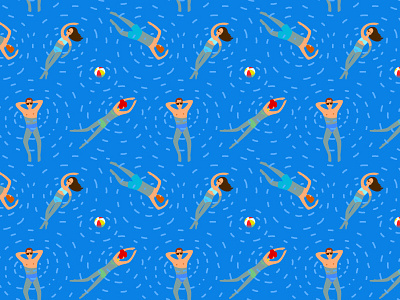 Pool pattern flat illustration pattern people pool sea seamless swimming vacation vector water