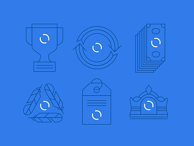Illustrated Iconzzz comfort crown finance icon illustration line icon price tag recycle rewards trophy