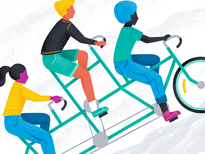 Uphill Teamwork bicycle character friendship illustration people tablet tandem team teamwork texture together uphill