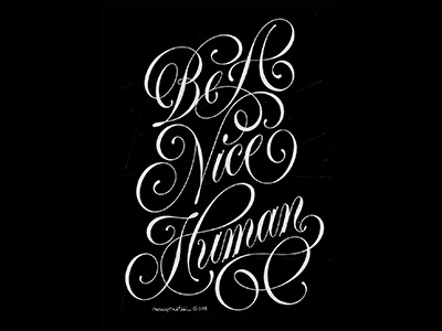 Be a Nice Human flourish handlettering lettering quote script typography