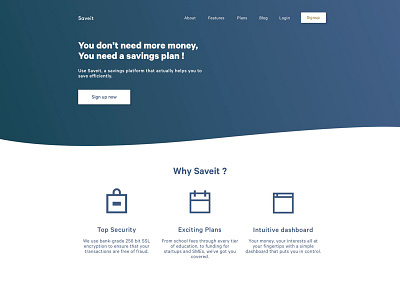 Daily UI #003 - Landing Page finance landing money page savings web