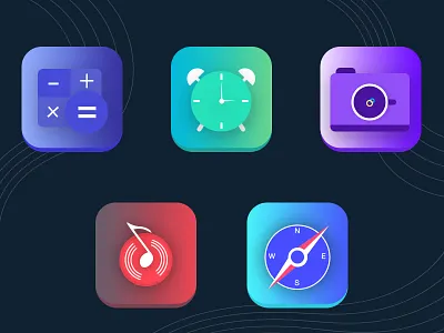 Iconography alarm icon calculator icon camera icon compass icon design dribbble gradients iconography icons music icon
