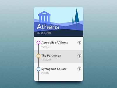 Itinerary app card itinerary ui ux vector