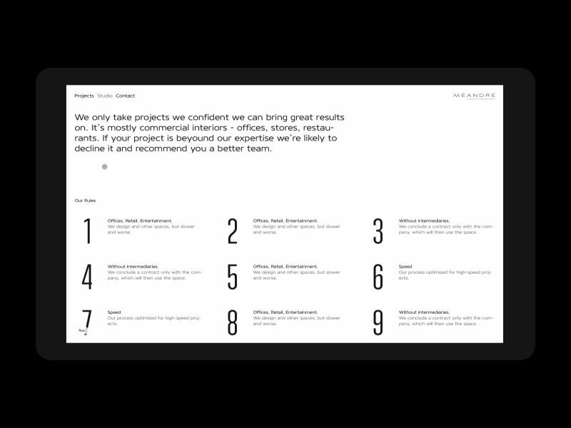 Meandre animation interior interiors portfolio ui