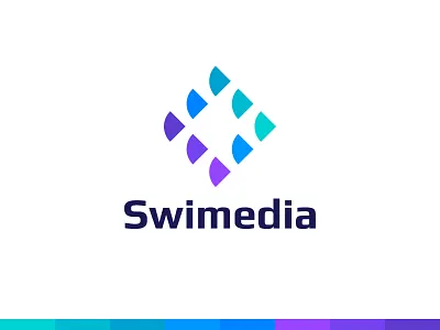 Swimedia - Logo Lockup fish fishes identity logo media negative space scales school sea software swimedia water