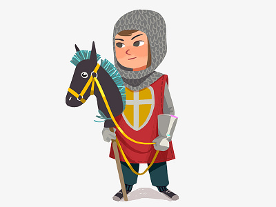 Knight art boy child costume design digital art funny horse illustration kid