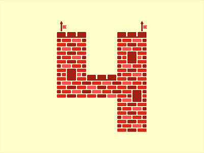 Fourtified 36daysoftype 4 ancient brick castle design flat fort fortified four number vector