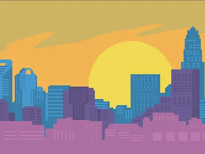 8 bit Charlotte Skyline 8 bit design illustration