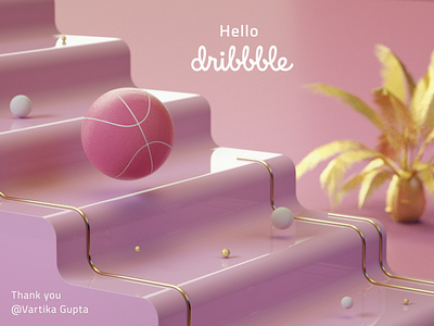 Hello dribbblers! 3d composition hello invite