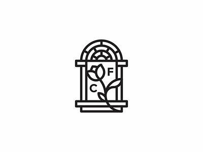 CF flower flower icon logo monoline natural rose simple window