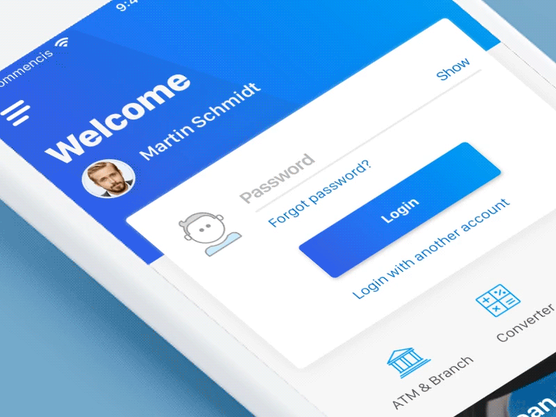 Don't look buddy animation blue character gif password ui white