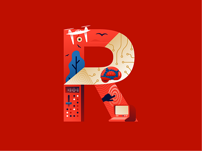 R | robotics 36daysoftype illustration illustrator letter miguelcm r robot type typography