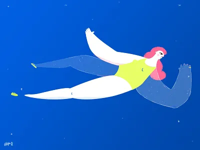 Limb loss arms disappearing hands illustration sky swim transparent woman