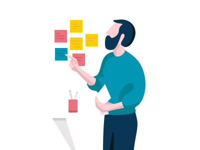 Design thinking boy colors illustration