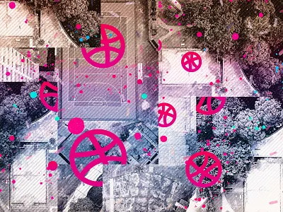 Hello Dribble abstract aerial basketball colourful dribble hello neon playful vivid