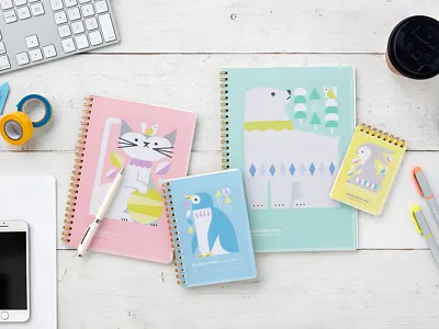 NORDIC COLOR ANIMALS NOTE BOOK animals bear cat illustration note penguin rabbit stationery