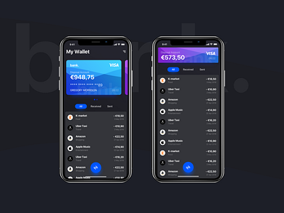 Banking App Dark version banking budget card finance payments
