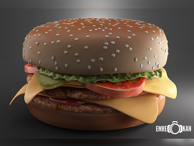 Hamburger 3d cg draw food hamburger render vray