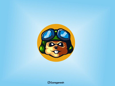 Chipmunk Pilot brand cartoon identity illustration logo